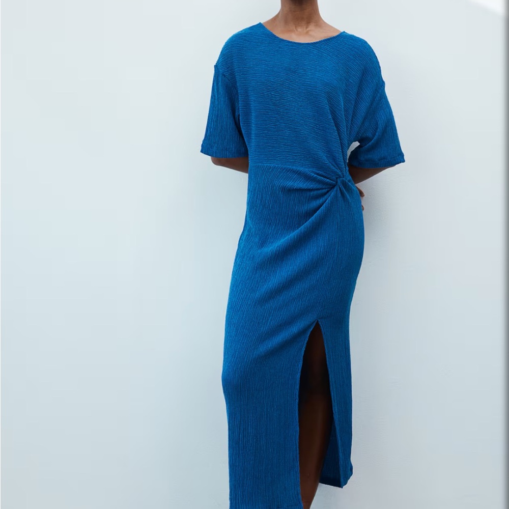 H&M Blue Sheath Midi Dress with Slit